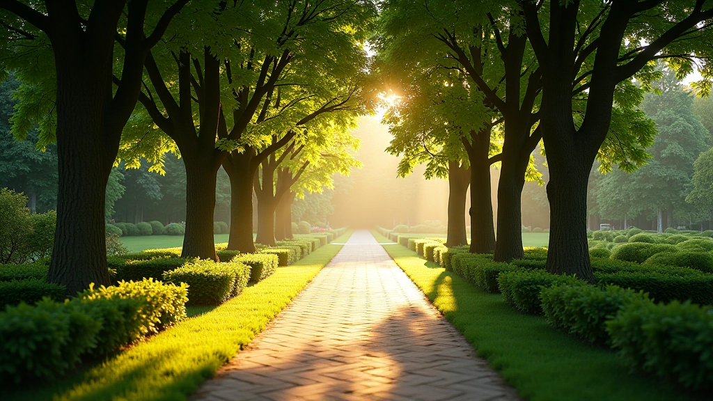 Medžiais apsupta alėja su žmonėmis meditavę ar atsipalaidavę
