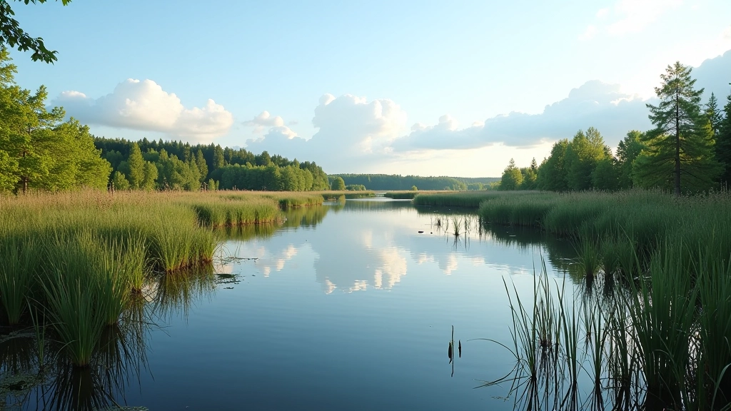 Tvenkinio pakrantė su gamtos biologine įvairove